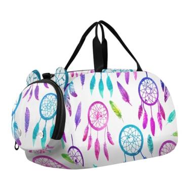 Imagem de CEBUGI Bolsa esportiva para meninas, meninos, caçador de sonhos, bolsa de ginástica com compartimento para sapatos, bolsa de fim de semana