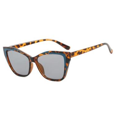 Imagem de Óculos de Sol Femininos e Masculinos com Lentes Degradê em Tons de Doce, Proteção UV400, Ideais para Esportes ao Ar Livre, Corrida e Ciclismo, Cor Leopardo Azul Chá