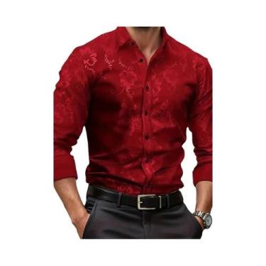 Imagem de Camisa Casual Masculina De Manga Longa Estampada Elástica Moda Quatro 