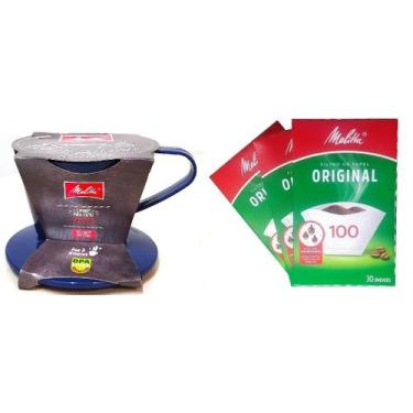 Imagem de Kit 3cx Filtro Papel 1Suporte plást Melitta n100 Azul Escuro