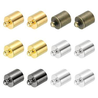 Imagem de 50 peças de tampas de cabo, tampas de extremidade de 7,6 mm contas de barril Kumihimo tampas de latão para cordão de couro, borlas, fabricação de joias, comprimento de 12 mm multicolorido