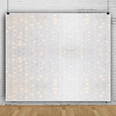 Imagem de Pano de fundo de parede de tijolos brancos de 3,7 x 3 m para sessão de fotos com glitter, chá de bebê, casamento, aniversário, decoração de casa, mesa de bolo, vídeo estúdio, adereços de retrato para