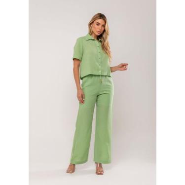 Imagem de Conjunto Camisa Manga Curta e Calça Pantalona Verde Salvatore, GG