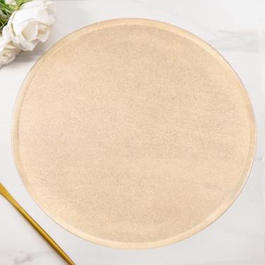 Imagem de 6 jogos americanos dourados para mesa redonda de vinil prensado metálico, 38 cm, antiderrapante, resistente ao calor, lavável, jogo americano para Natal, casamento, festa de Ação de Graças, evento