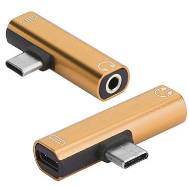 Imagem de aqxreight 2 Unidades 2 Em 1 Tipo C para 3,5 Mm Cabo de áudio Auxiliar Carregador Adaptador Distribuidor de Fone de Ouvido Carregando 3 5 Mm Com Conector Pode Ouvir Carregando Enquanto Fone de (Ouro)