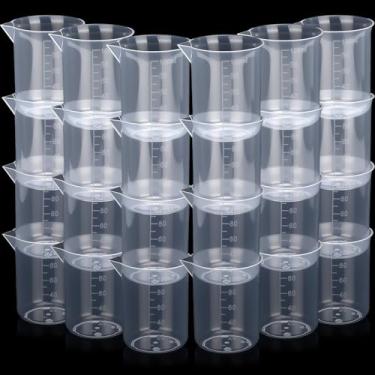 Imagem de Tatuo Pacote com 200 copos de mistura de plástico, copos medidores descartáveis em forma de V, copo transparente de epóxi a granel com graduação para resina, laboratório, líquido, arte de tinta