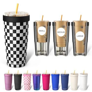 Imagem de Frost Buddy Togo Buddy Copo de café de aço inoxidável isolado a vácuo de 850 g – Copos de café gelado, manga de café gelado, caneca de viagem, copo térmico para bebidas quentes e frias, copo Dunkin