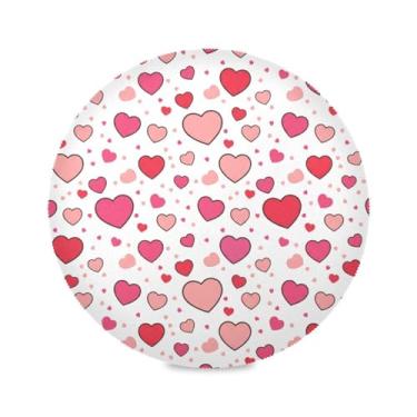 Imagem de Wassud Jogo americano com corações rabiscos tapetes de mesa redondos para cozinha e jantar tapetes laváveis resistentes ao calor decoração de mesa 39 cm