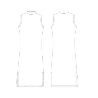 Imagem de Molde vestido fenda lateral gola alta tamanho PP ao EXG by Maísa Rasch