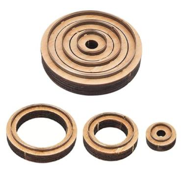 Imagem de XILEWHZF Conjunto de moldes de corte de couro redondo de 3 peças, corte de precisão para porta-copos de couro e neoprene com lâminas de corte de madeira.