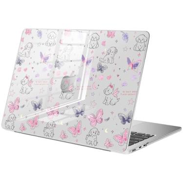Imagem de BlHMCASE Compatível com MacBook Air de 15 polegadas 2025 2024 2023 versão M3 A3114 M2 A2941, linda capa protetora kawaii, borboleta, rígida, capa transparente para Mac Air 15
