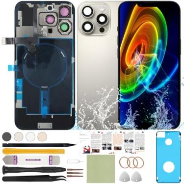 Imagem de ReuWeu Substituição de vidro da tela traseira compatível com iPhone 16 Pro Max todas as operadoras de 6,9 polegadas + placa pré-instalada + cabo flexível de bobina de carregamento sem fio + microfone