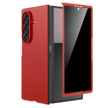 Imagem de Maxdara Capa para Z Fold 7, [Protetor de tela de privacidade embutido] [Slim Fit] Capa protetora de policarbonato rígido à prova de choque para Samsung Galaxy Z Fold 7 5G (vermelho)