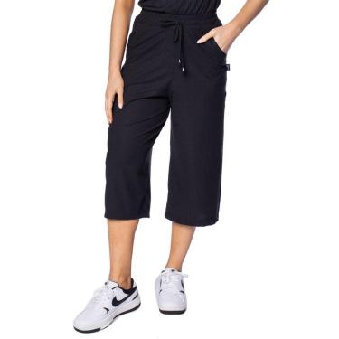 Imagem de Calça Pantacourt Feminina Bruna e Bia Canelada Preto-Feminino