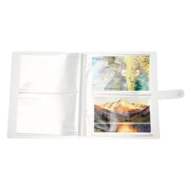 Imagem de PATIKIL Porta-cartão de índice de 11 x 16,5, 1 pacote com fichário transparente para cartões de memória e organizador de cartões com 40 páginas, 160 cartões, pasta de plástico para cadernos de notas e