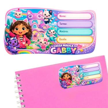 Imagem de Kit 14 Etiquetas Escolares M Casa Mágica Gabby Caderno Menina Infantil Personalizado Adesivo Volta as Aulas