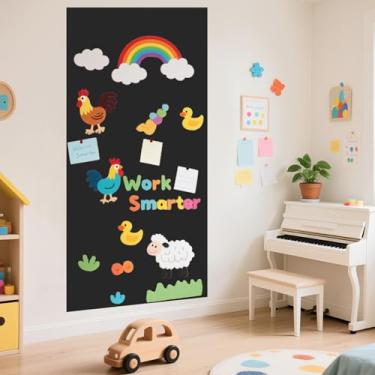 Imagem de WUPIOS Adesivo magnético de parede para crianças, quadro de giz magnético, papel de parede para quadro negro 120 x 44 cm, kit de iniciante, papel magnético para sala de jogos em casa e sala de aula