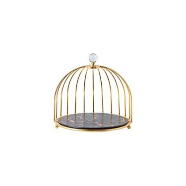 Imagem de Suporte de bolo em estilo europeu gaiola de sobremesa rack de bolo arte de ferro chá da tarde lanche bandeja cerâmica sala de estar bandeja de frutas decoração suporte de cupcake (C)