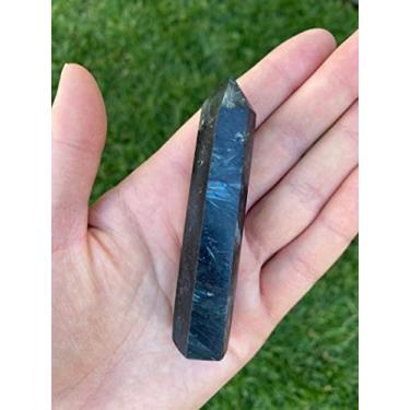 Imagem de Pedra de fogo de artifício com ponta de cristal de quartzo astrofilita natural, pedra preciosa de torre com terminação única, 1 peça, lindo cristal de cristal natural