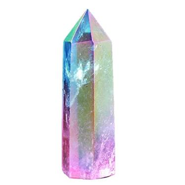 Imagem de 1 peça Cristais andStones Natural Clear Quartz Crystal Point Wand Torre Ponto Hexagonal Rainbow Reiki Ornamento Presente Decoração de Casa Pedras Naturais Doméstico (Cor: 5-6 cm, Tamanho: 1PC)