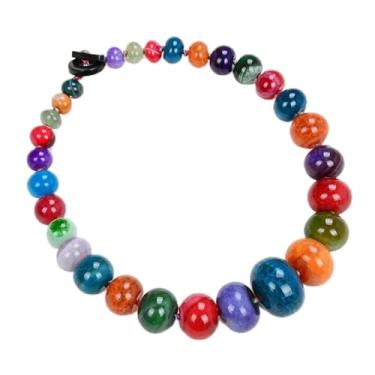 Imagem de DWBPGVUN Colar feminino de 48 cm com gargantilha de ágata multicolorida Rondelle Graduate Mix Color