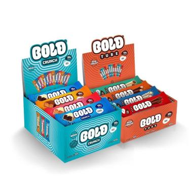 Imagem de BOLD Snacks barra de proteína - Crunch Mista + Tube Mista (2 Caixas C/ 12 unid.)-Unissex
