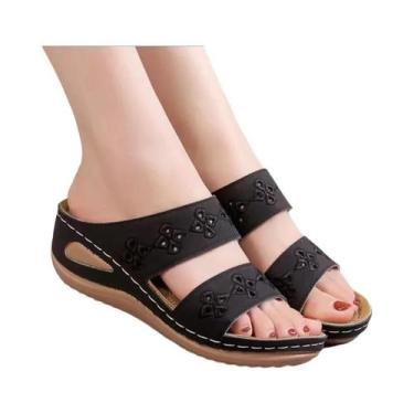 Imagem de Sandálias De Couro Bordadas Com Flores Para Mulheres, Leves, Casuais, 