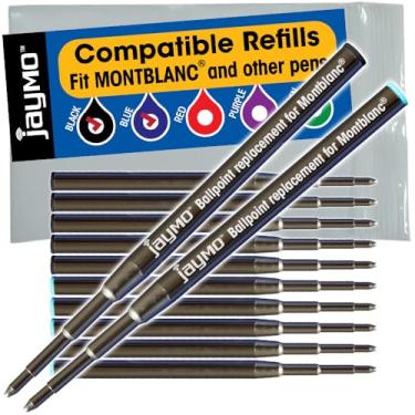 Imagem de Jaymo Substituição para Montblanc 128211/128214 - Mede 98 mm de comprimento - Refil de caneta esferográfica - 6 pretos + 6 azuis