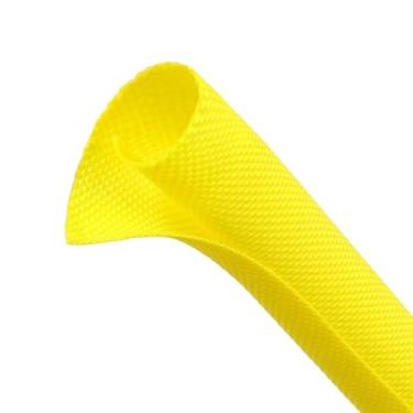 Imagem de Tubo de tear de fio automotivo, protetores de cabo trançado dividido de animais de estimação que não mastigam, gerenciamento de cabos flexíveis para TV/computador/fios elétricos (amarelo, 0,9 cm a 7,6