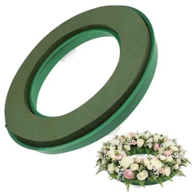 Imagem de DOITOOL Anel de flor de espuma com ventosa de 28 cm base de espuma floral de plástico verde para guirlanda de Natal, decorações de mesa, arranjos de flores frescas ou artificiais de carro de casamento