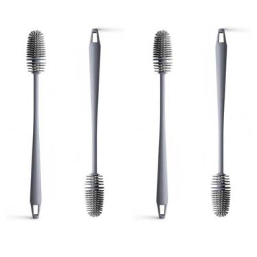 Imagem de Kit 4 Escova De Lavar Garrafa Mamadeira Copos Multiuso De Silicone 33c