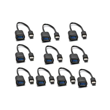 Imagem de Kit c/ 10 Cabo Otg USB Tipo C p/ celular Type C macho p/ USB Fêmea