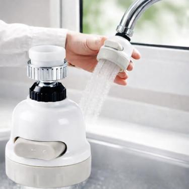 Imagem de Adaptador de Torneira 360° Giratório Universal com 3 Tipos de Jato, Bico Arejador para Cozinha, Pia, Tanque e Lavanderia, Economia de Água