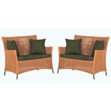 Imagem de 2 Sofás área Externa Igapó Alumínio Marrom Corda Náutica E13 Terra Cota