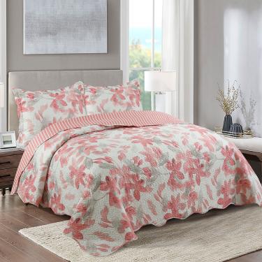 Imagem de Kit Cobre Leito Colcha Casal Boutik Dupla Face - Cecilia