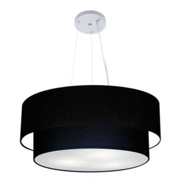 Imagem de Lustre Pendente Duplo Cilíndrico Vivare Md-4370 Cúpula Em Tecido 55x50cm - Bivolt Preto 127/220v