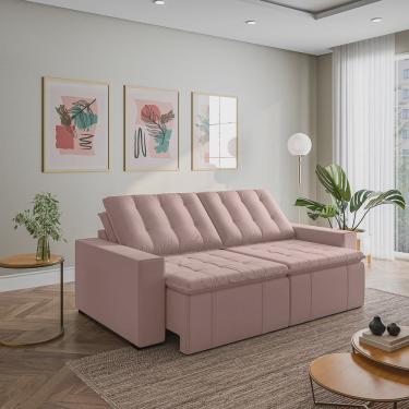 Imagem de Sofá Cama Retrátil e Reclinável 3 Lugares 260cm em Veludo Palmeira CabeCasa MadeiraMadeira