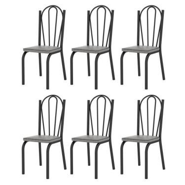 Imagem de Kit 6 Cadeiras 121 Europa Preto/Platina - Artefamol