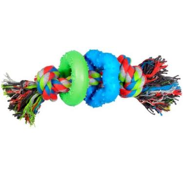 Imagem de Mordedor de Tecido com Argolas de Silicone para Cachorro PETs - Cim To