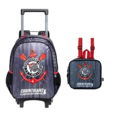 Imagem de Kit Mochila De Rodinha + Lancheira Corinthians 16408-Masculino