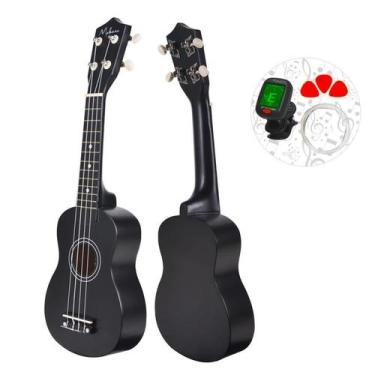 Imagem de Ukulele Soprano + Capa + Afinador + 3 Palhetas Cor Preto - Mazzilli