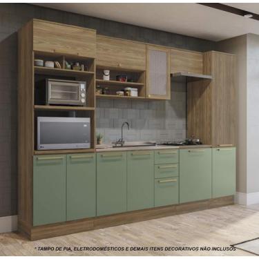 Imagem de Armário de Cozinha Modulada Completa Reta 7 peças 3,00m 268 Botanic Ka