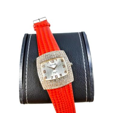 Imagem de Relógio Feminino Com Caixa Em sintético Luxo Vermelho