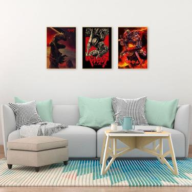 Imagem de Conjunto de pintura de pôster Berserk Anime Wall Art 40x60cm (x3)