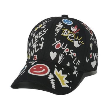 Imagem de Boné de beisebol Trucker Cotton Graffiti, tamanho ajustável - Yiweisai