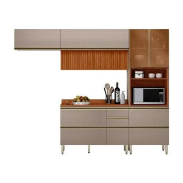 Imagem de Cozinha Compacta com 2 Vidros Reflecta Ripada Proença 6 Portas 6 Gavet