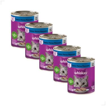 Imagem de Kit 5 Ração Úmida para Gatos Adultos WHISKAS Lata Patê 290g Sabor:Fran