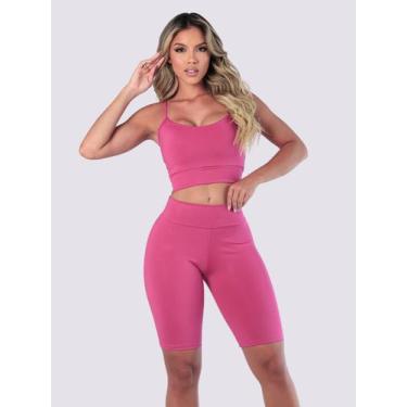 Imagem de Conjunto Fitness Roupa de Academia Corrida Treino Malhar Top Com Bojo 