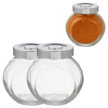 Imagem de 2 Potes Vidro 280ml Conserva Redondo Tampa P/ Restaurante - Freecom