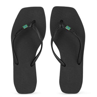 Imagem de Chinelo Brizza Arezzo Bico Quadrado Square Brasil Preto - Feminino-Feminino
